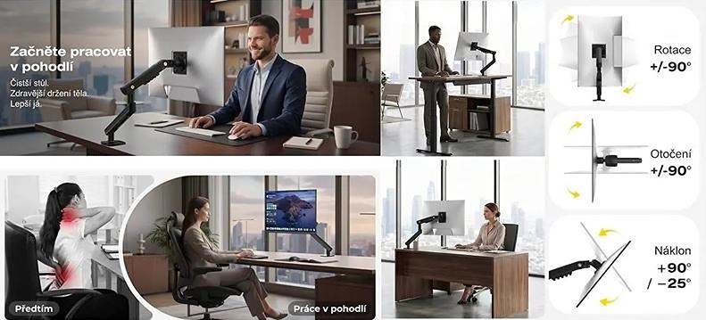 Stolní držák na 2 monitory displeje NB A5C
