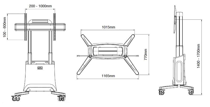 Profesionální elektrický mobilní televizní stojan NB G100B