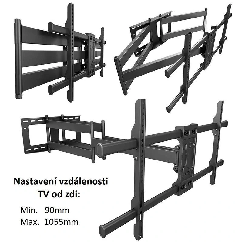 Držák na TV, vzdálenost od zdi 90-1055mm, otočný a sklopný Fiber Novelty Longo200