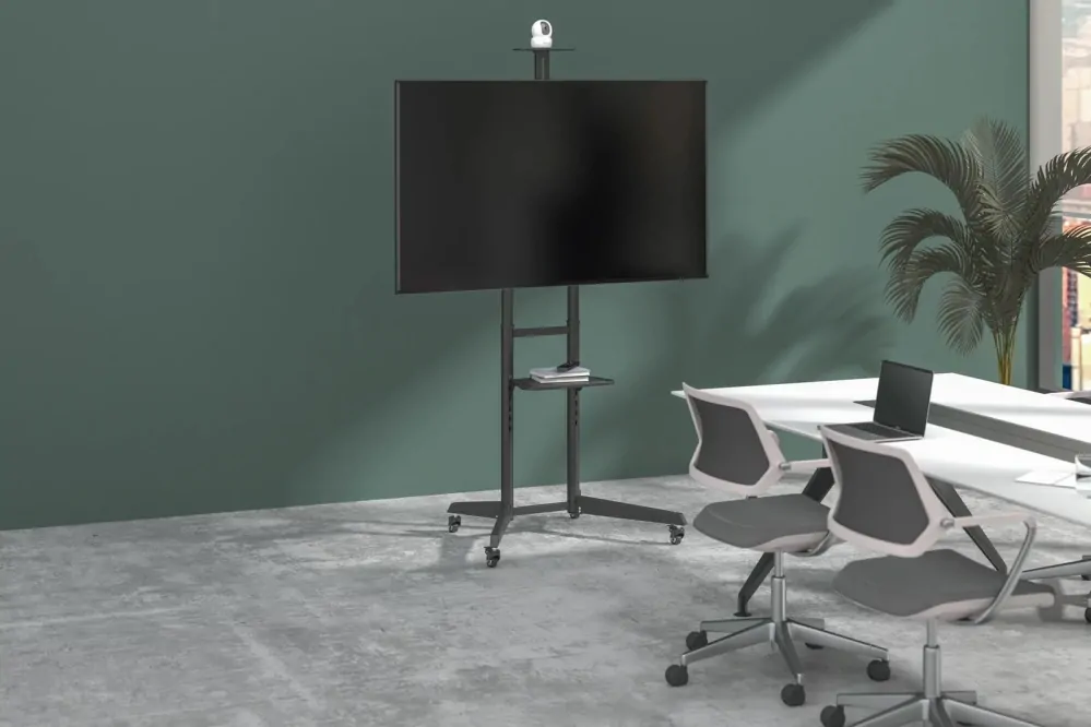 Stojan pro zavěšení televize / monitoru s kolečky a poličkami Fiber Mounts LUTAR-2