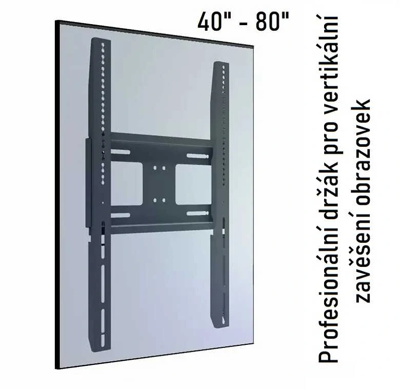 EDBAK PWB-3 je nástěnný držák pro vertikální zavěšení monitorů a televizorů (zavěšení obrazovky na šířku) Nástěnný držák pro vertikální zavěšení TV monitoru nebo displeje Edbak PWB3