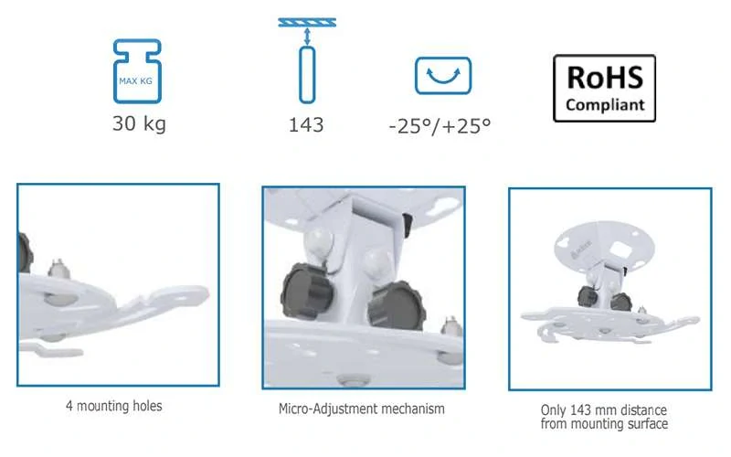 Detail konstrukce stropního držáku na projektor Edbak PMV400