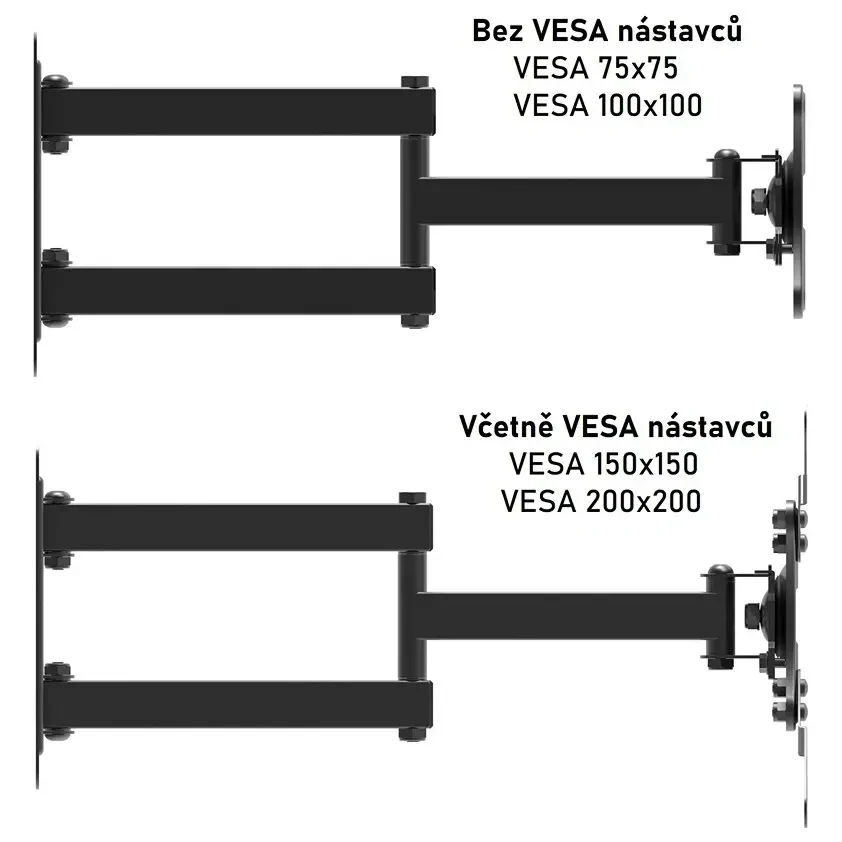 Držáky pro zavěšení monitoru nebo TV ErtuSolid Ceros-M1 dodáváme včetně VESA nástavců