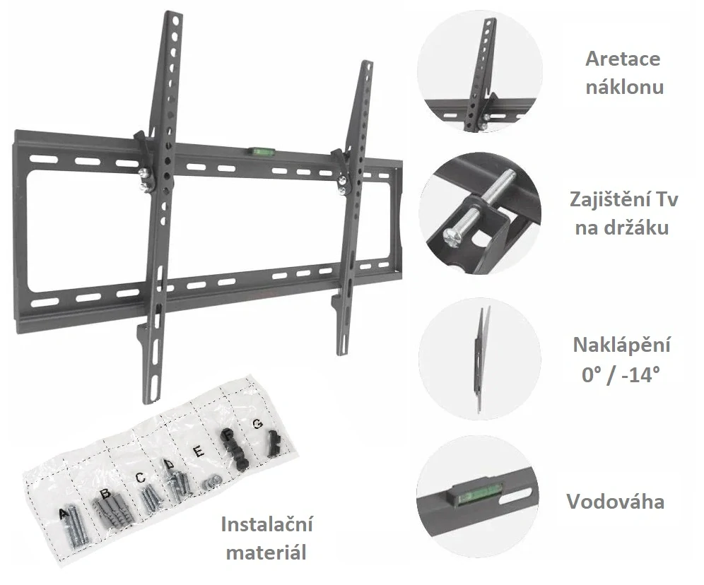 Nástěnný držák na televize s možností naklápění Fiber Mounts M6C05