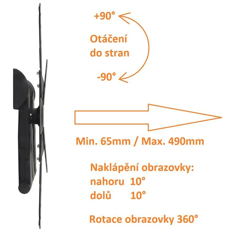 Držák na Tv monitor, otočný, sklopný, výsuvný, s možností rotace obrazovky OMB Rombi