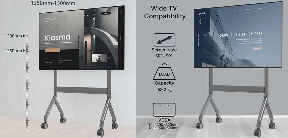 Elektricky výškově polohovatelný stojan na multimediální tabule a multimediální dotykové monitory NB P150