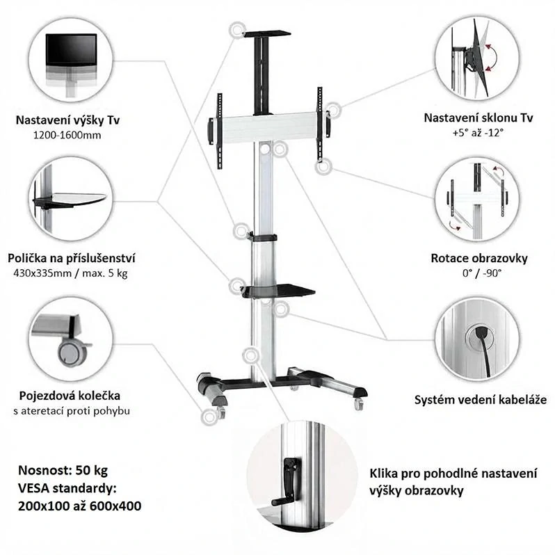 Profesionální Tv stojan Fiber Mounts Alum70