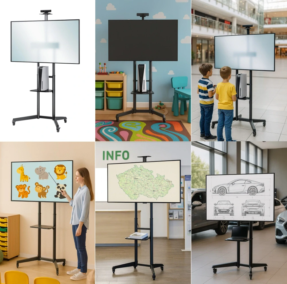 Tv stojan Fiber Mounts Lutar-2 je univerzální stojan na obrazovky, který se hodí opravdu kamkoliv