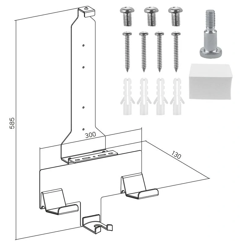 Rozměry a instalační materiál držáku PlayStation PS5 Fiber Mounts FM181