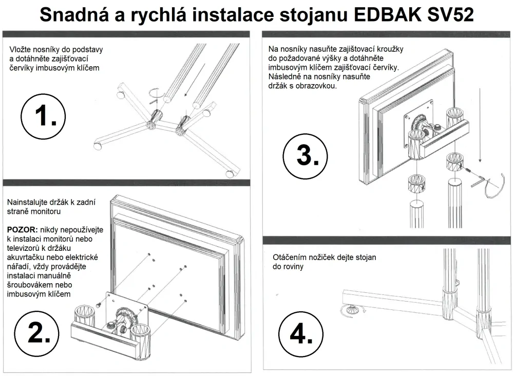 Profesionální stojan na monitor Tv Edbak SV52