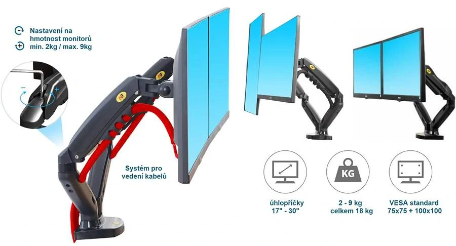 Stolní držák na 2 monitory NB F160