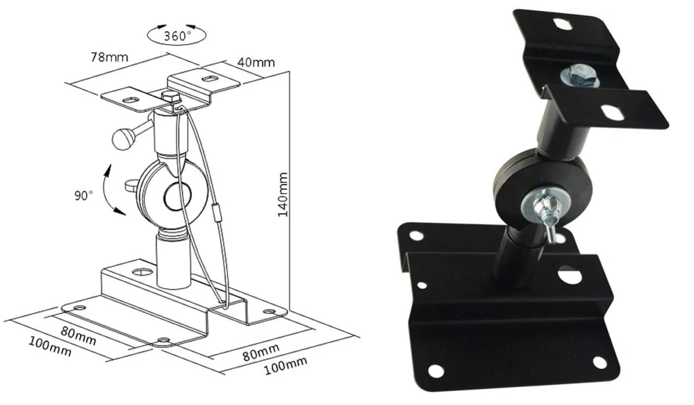 Fiber Mounts DR553 - kvalitní nástěnné držáky na reproduktory, nosnost 15kg, výborná kvalita Fiber Mounts M5C53 rozměry držáků na repro