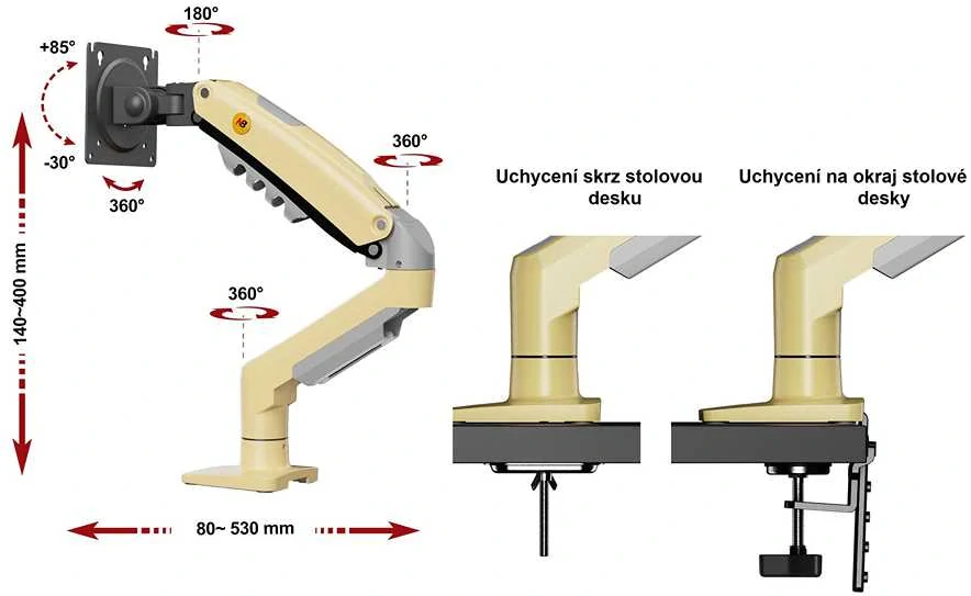 Stolní úchyty dodávané s držákem monitoru NB F80xd