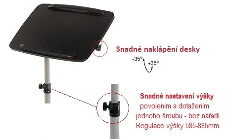 Polohovatelný pojízdný stolek na notebooky a projektory Fiber Mounts M6C71