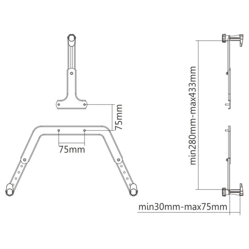 VESA adaptér pro uchycení monitorů a televizorů bez podpory VESA standardu na nástěnné, stolní nebo stropní držáky - Fiber Novelty XMA-01A Adaptér pro uchycení monitoru Tv bez VESA standardu na držáky Ergosoid XM-100