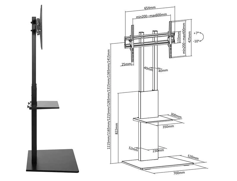 Tv stojan / tv stolek s nastavením výšky a náklonu Tv Fiber mounts M8C65