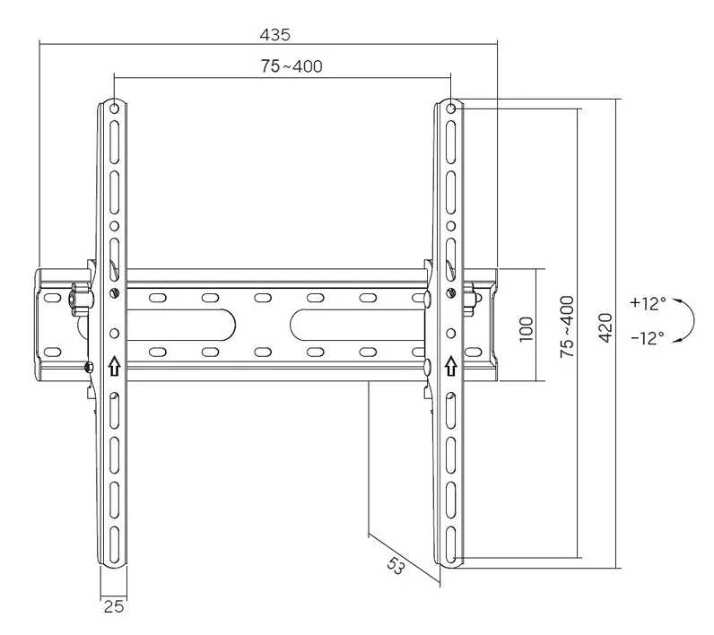 Držiak Tv monitora s naklápaním Fiber Mounts Rico-2 rozmery