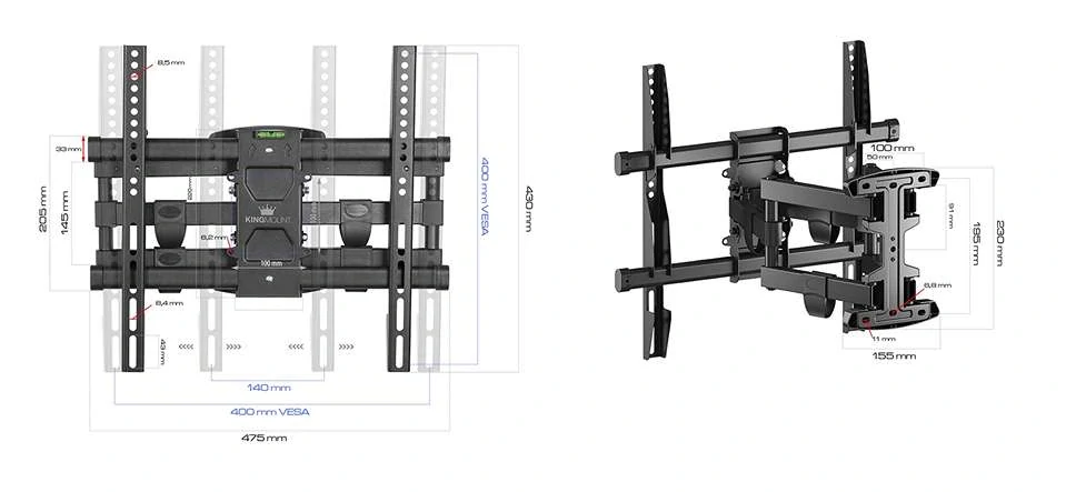 Držiak pre TV Kingmount KG-1001 podporuje VESA štandardy 100x100 až 400x400