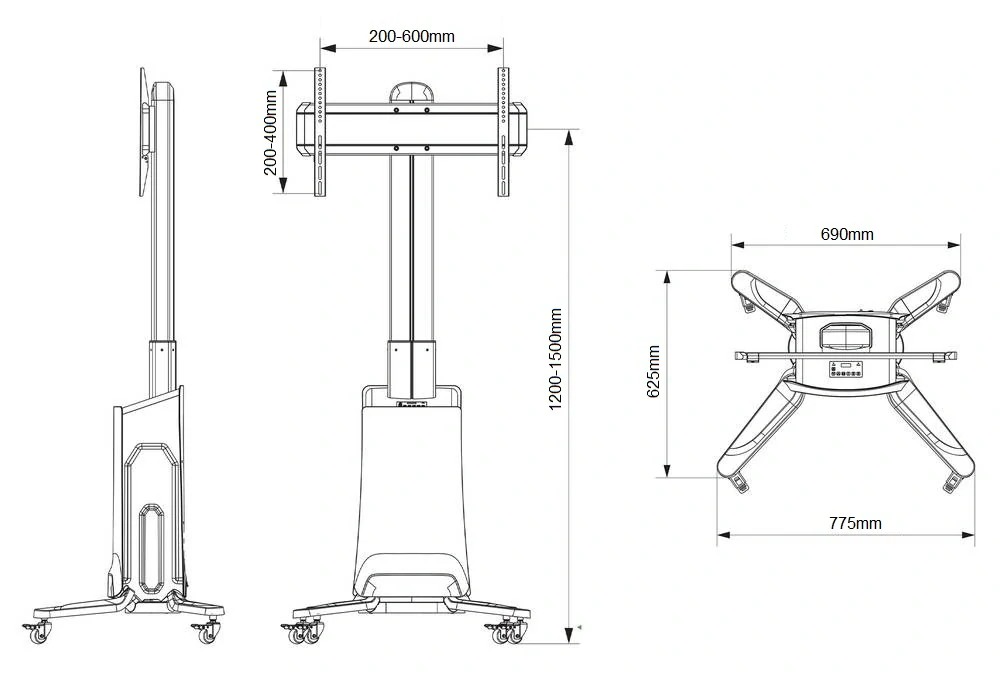 NB G85B - stojan na televizi / monitor / displej / dotykovou obrazovku s elektronickým nastavením výšky 120-150cm