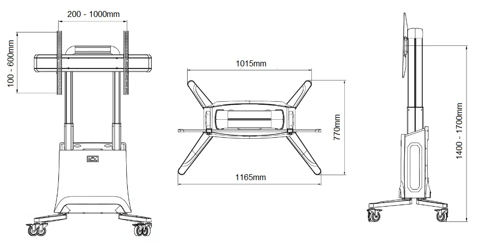 Profesionální elektrický mobilní televizní stojan NB G100B