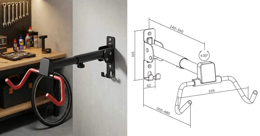 Drž&aacute;k na kola, snadn&aacute; instalace a polohov&aacute;n&iacute; Fiber Mounts DNK10 rozměry