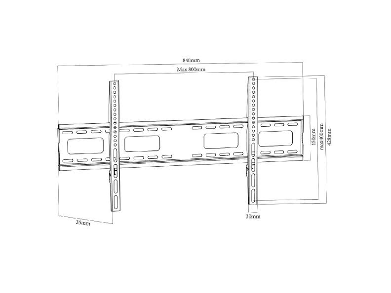 Rozměry fixního držáku TV Fiber Mounts M4C20