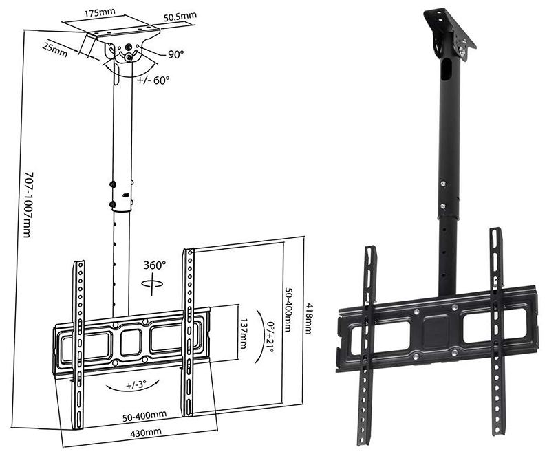 Stropní držák na Tv Fiber Mounts M9C43