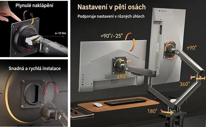 Stolní držák na 2 monitory displeje NB A5C