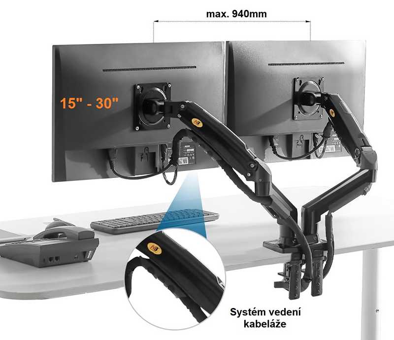 Stolní držák na 2 monitory NB F160