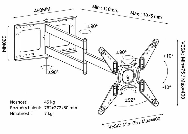 Otočný televizní držák Fiber Novelty Longo100