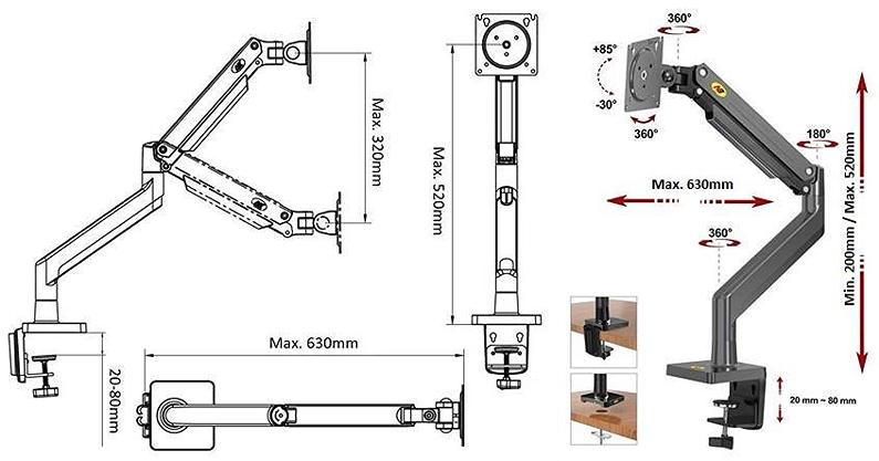 Ergonomický držák monitoru NB G45
